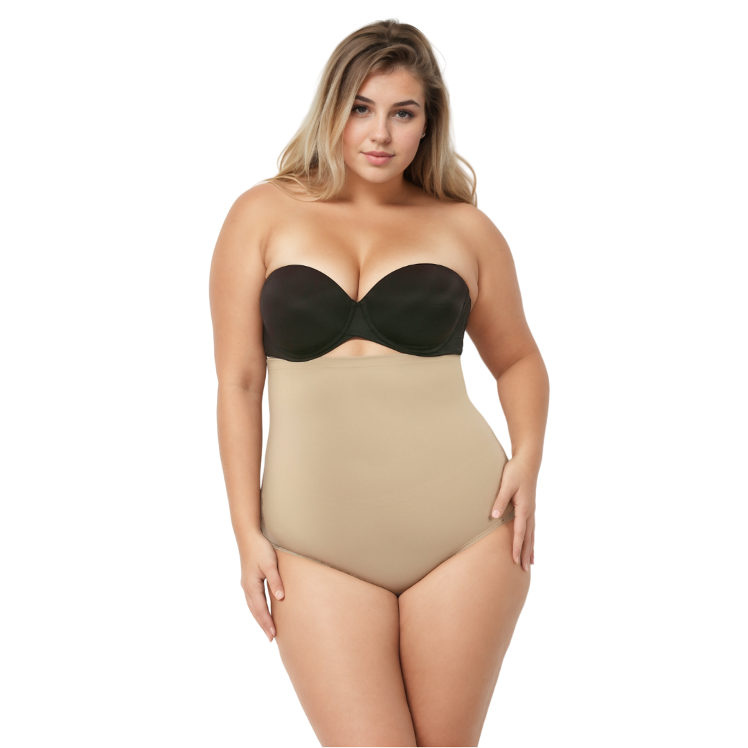 InstantFigure Plus Size Hi-waist Slimming Panty WPY019C in soft fabric, showcasing its high-waist design and comfort waistband.