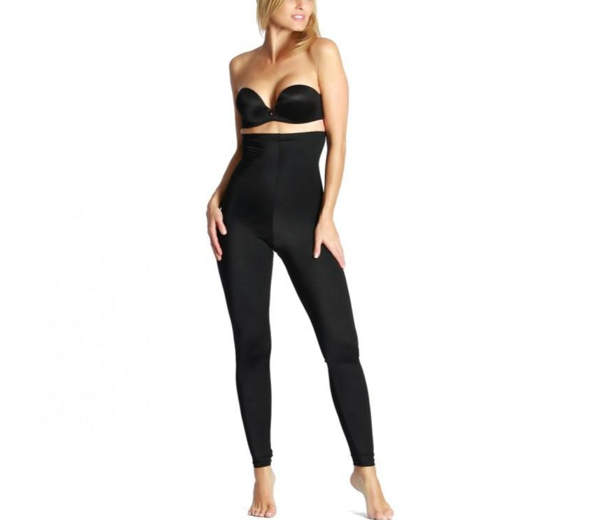 InstantFigure Tummy Control Shapewear Leggings WP40221 in black, showcasing high waist design and seamless compression for a flattering fit.