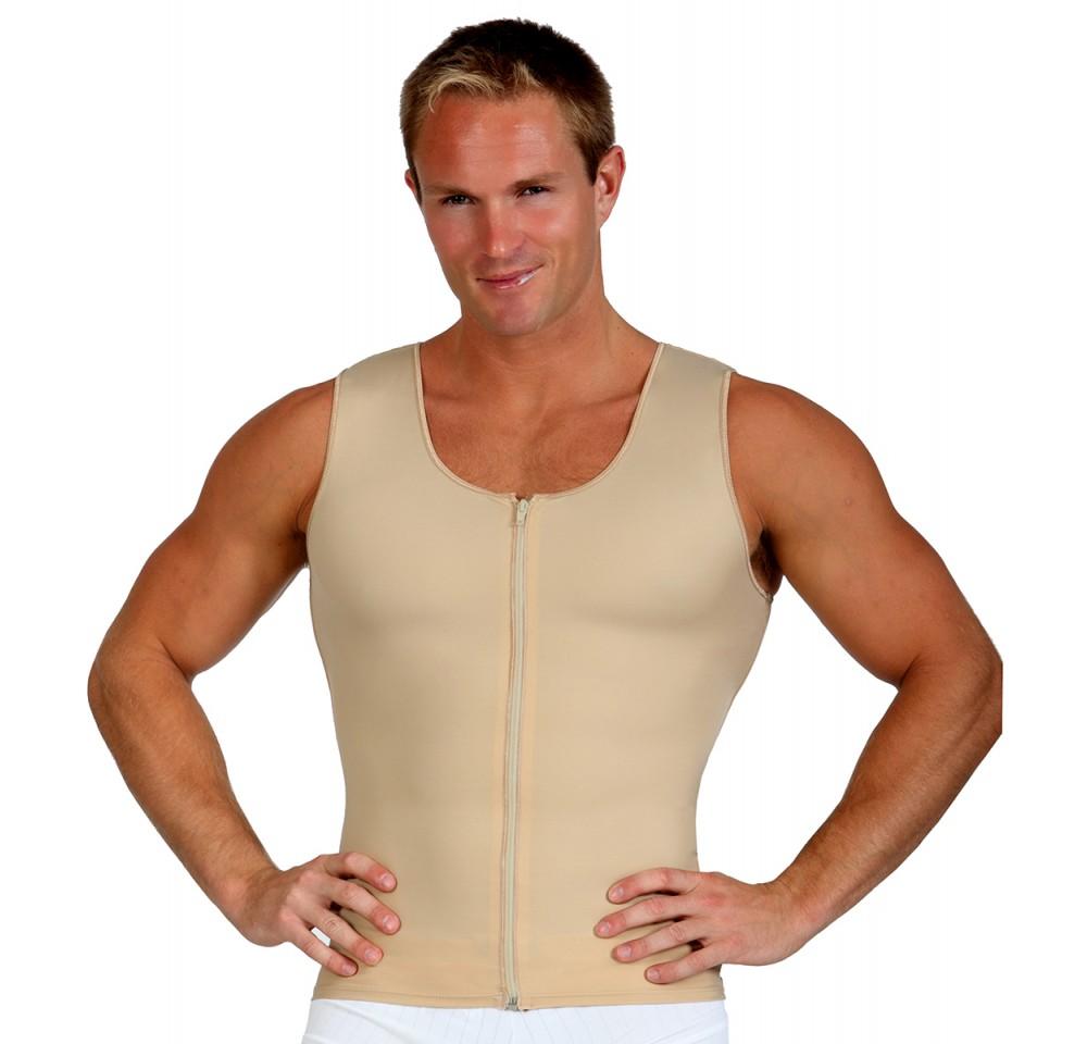 InstantRecoveryMD Men's Compression Sleeveless Vest MD300 with front zipper, designed for post-operative support and comfort.