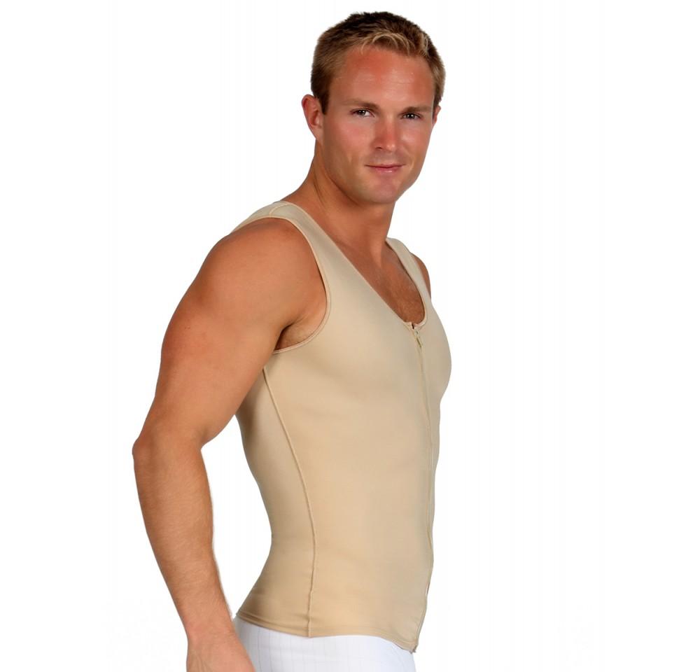 InstantRecoveryMD Men's Compression Sleeveless Vest MD300 with front zipper, designed for post-operative support and comfort.