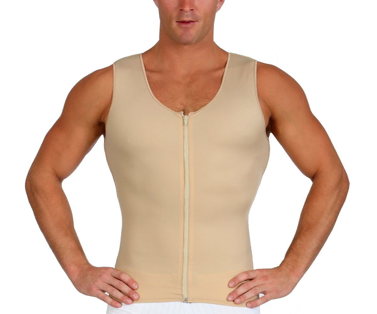 InstantRecoveryMD Men's Compression Sleeveless Vest MD300 with front zipper, designed for post-operative support and comfort.