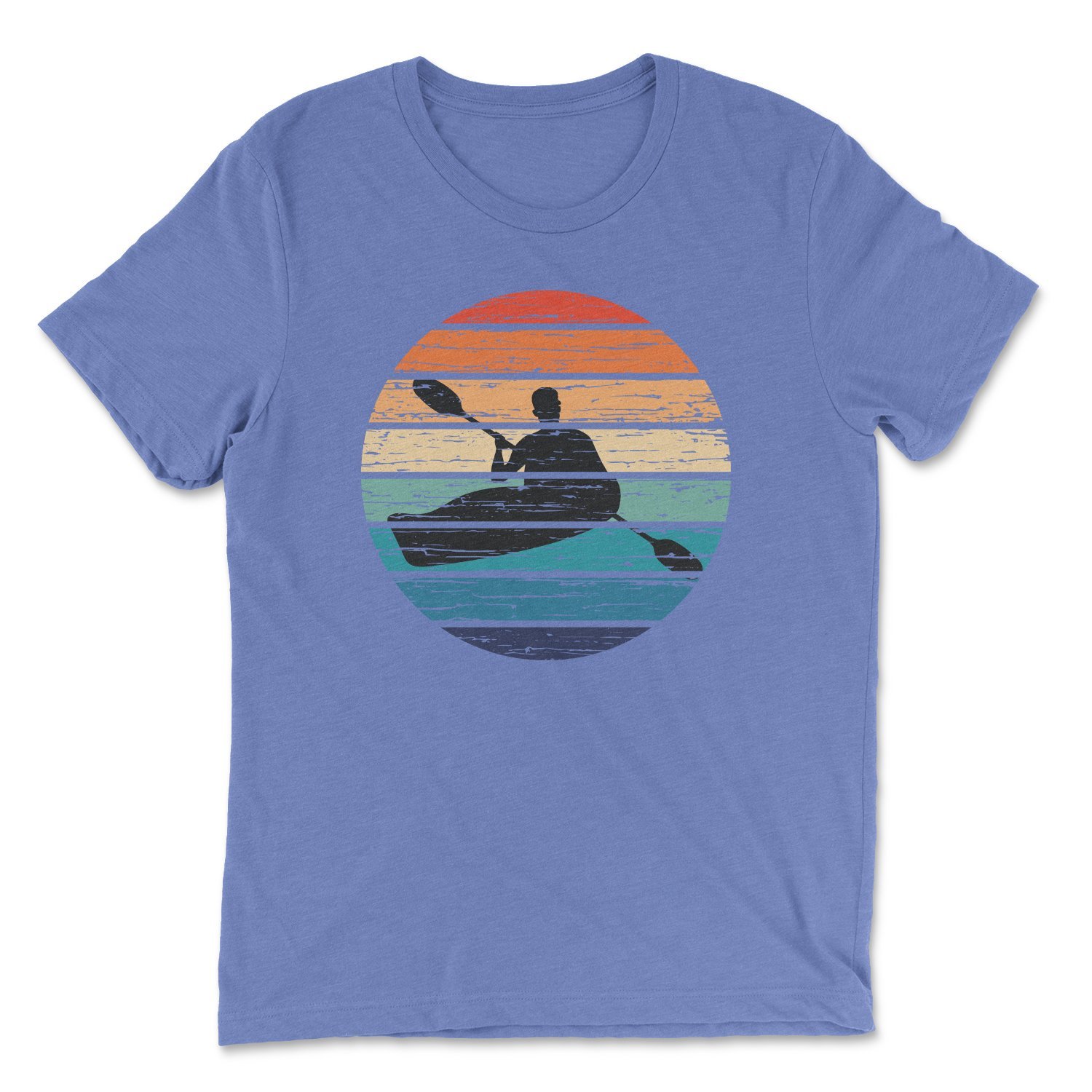A stylish Kayaking Tee featuring a faded retro design, perfect for outdoor enthusiasts.