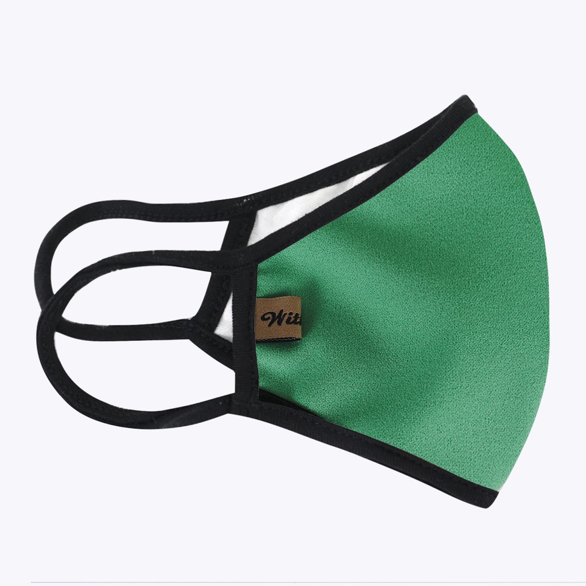 Kelly Green 3-Layered Filter Face Cover with a vibrant color, showcasing its 3-layered design and replacement filter pocket.