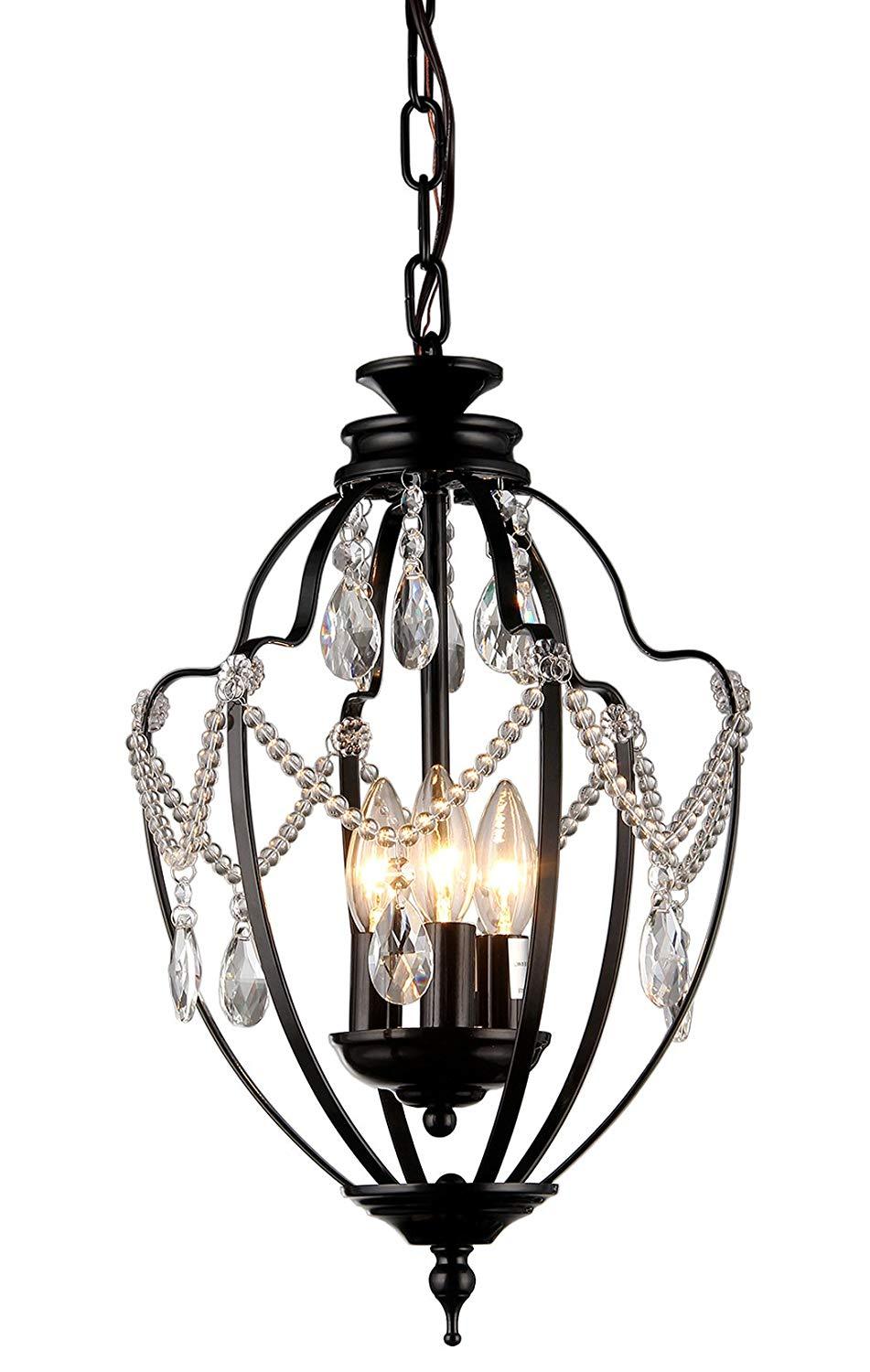 Kennedy 3-light black-finish chandelier with crystal accents, elegantly designed for home decor.