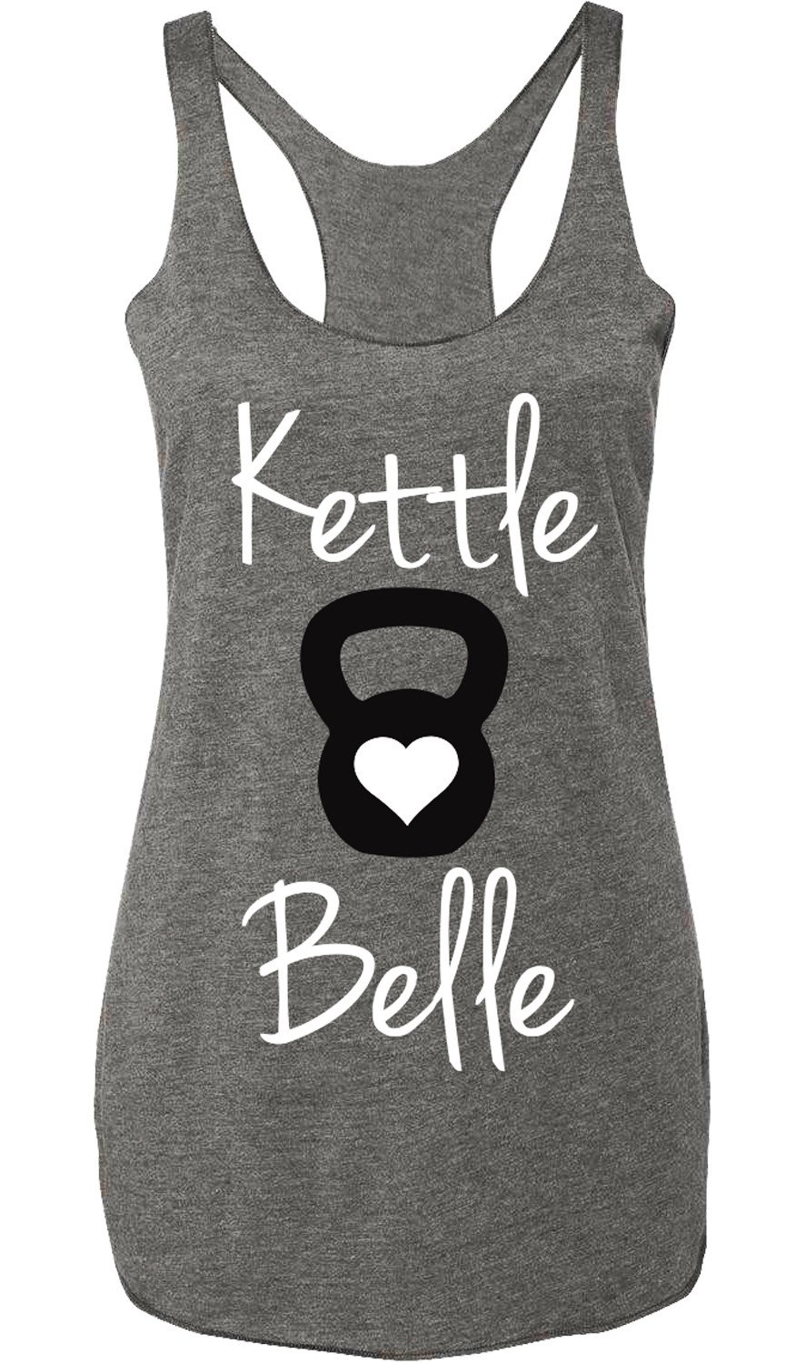 Kettle Belle Workout Tank Top in Heather Gray, showcasing a stylish and comfortable design suitable for workouts and casual wear.