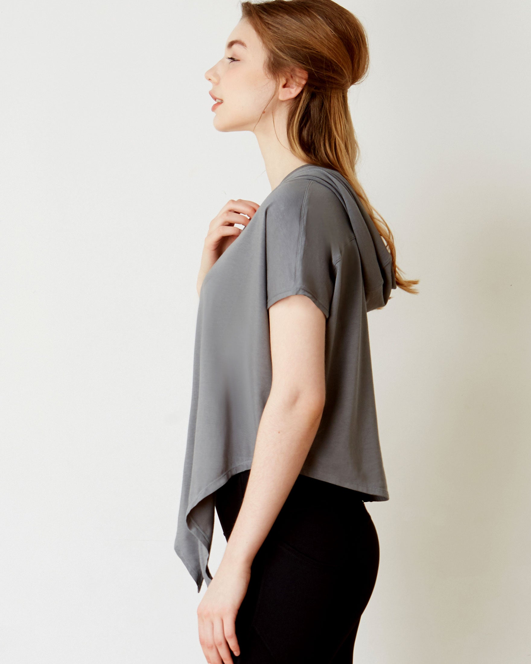 A stylish Knot Your Race Hoodie in a soft pima cotton/modal blend, showcasing its versatile design and comfortable fit.