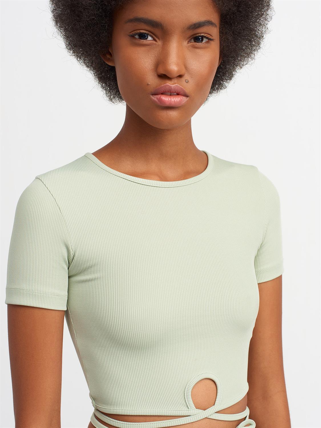 A stylish Lace Up Crop Top featuring a chic lace-up front design, made from a comfortable nylon-elastane blend.