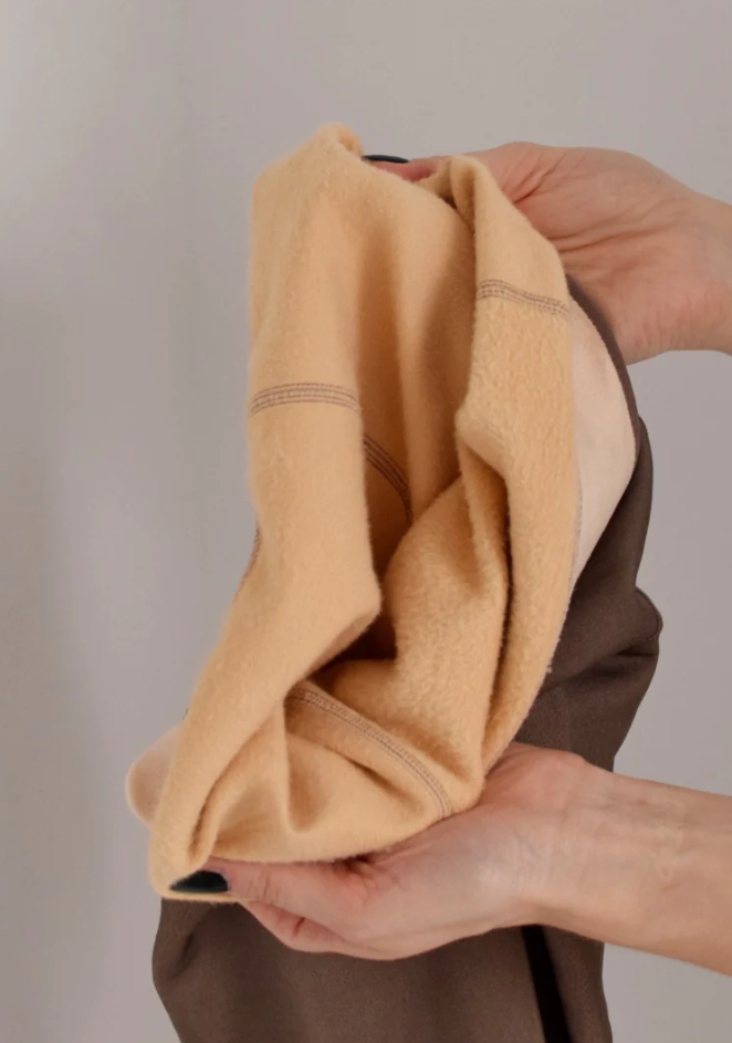 Large size beige thermal tights with padded design, high waist, made from 100% polyester for comfort and warmth.