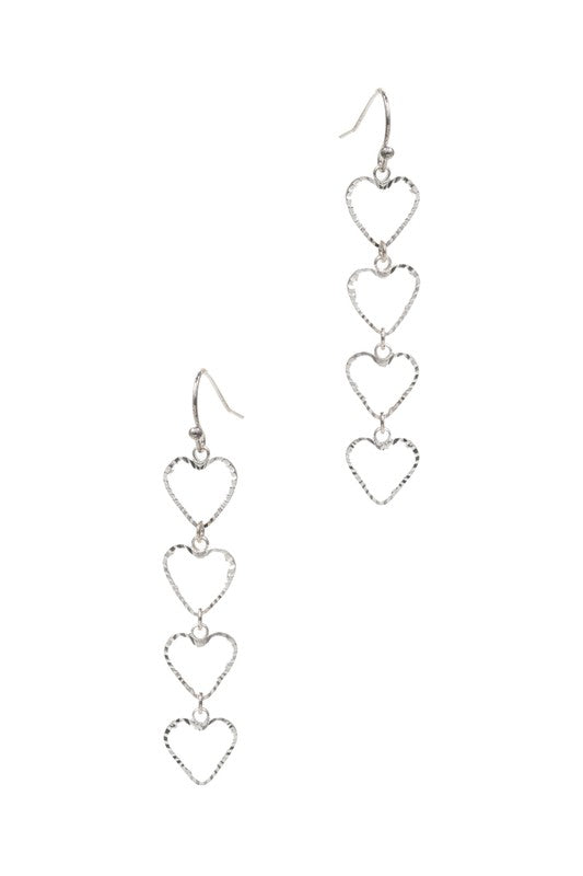 Linked Hearts Brass Dangle Earrings with a 2.25-inch drop length, showcasing a romantic linked hearts design.