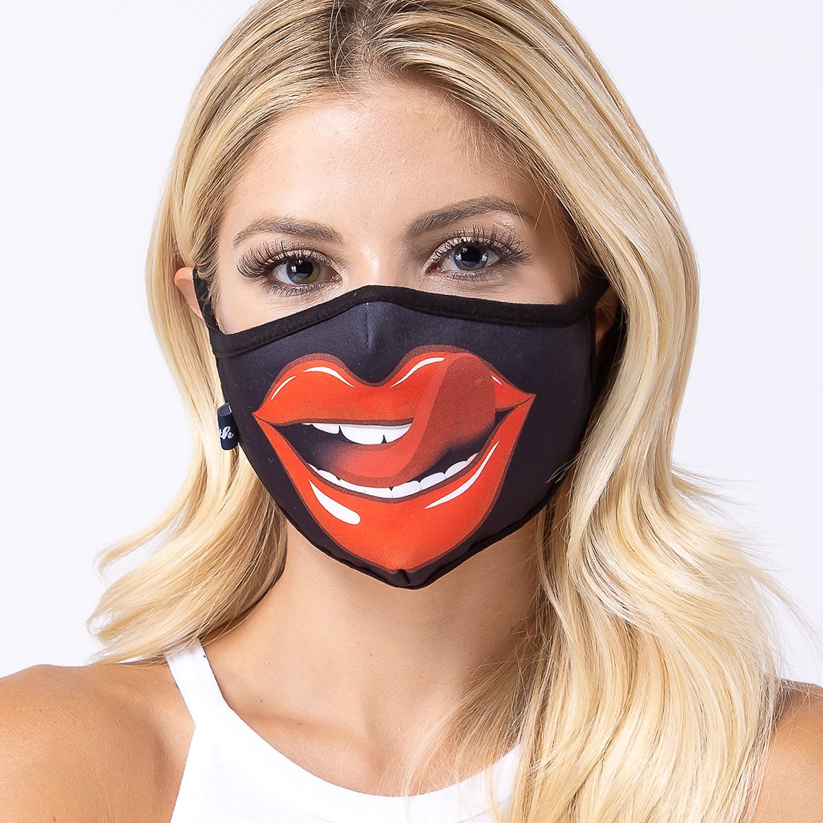 Lip n Tongue 3-Layered Face Cover featuring a unique print design, made of polyester and cotton, suitable for unisex wear.