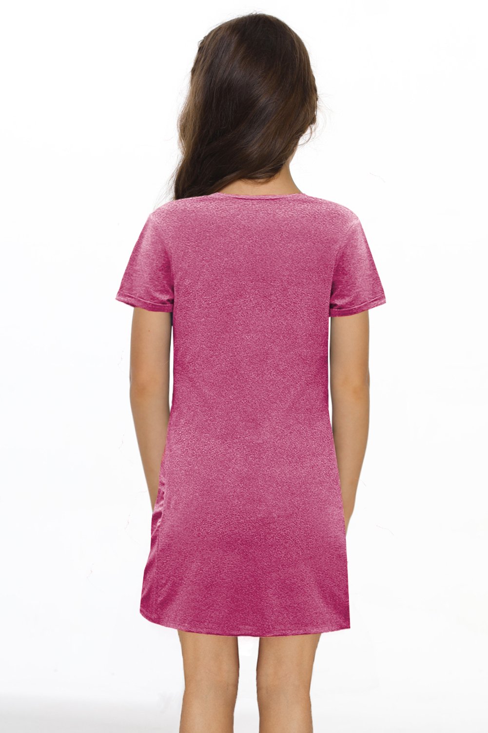 Little Girls' V Neck T-shirt Mini Dress with Twist Hem in various colors, showcasing its soft fabric and trendy design.