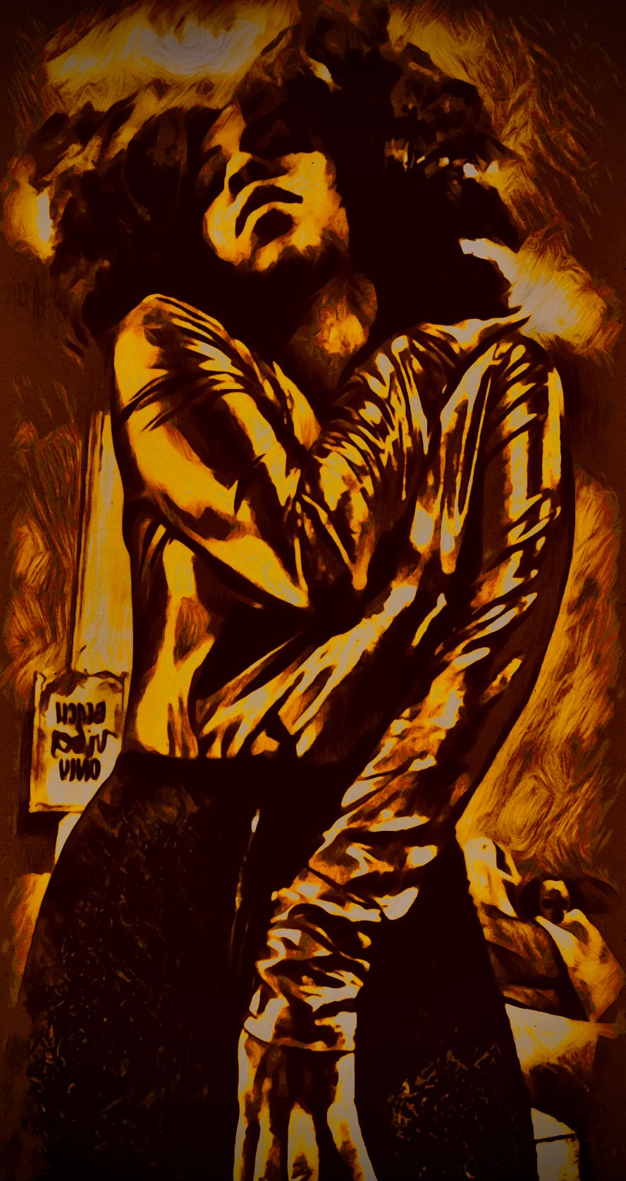 Los Angeles Original Artwork framed in rustic black Appalachian barnwood, showcasing a unique design.