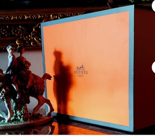 Luxurious Hermes-inspired box for handbags, showcasing elegant design and high-quality materials.