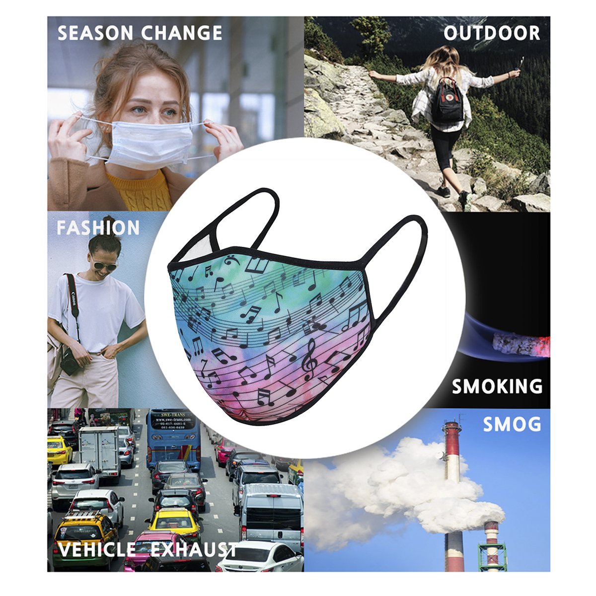 Melody 3-Layered Face Cover featuring a unique print design, made with polyester and cotton, suitable for unisex wear.