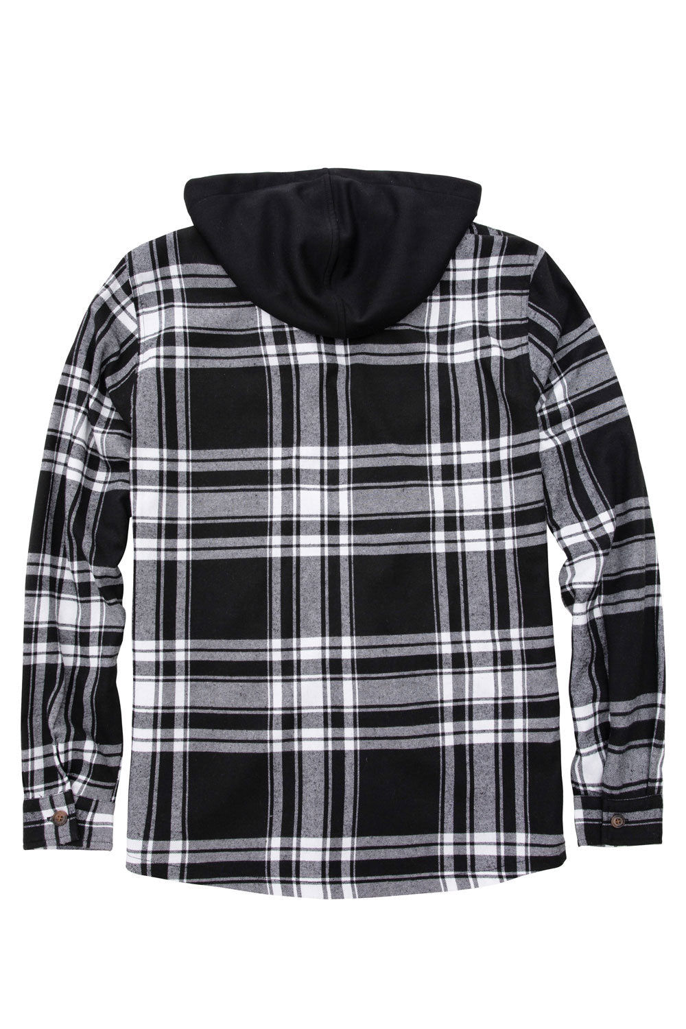 Men's Full Zip Up Hoodie in plaid flannel design, featuring hand pockets and button cuff sleeves, perfect for cold weather.