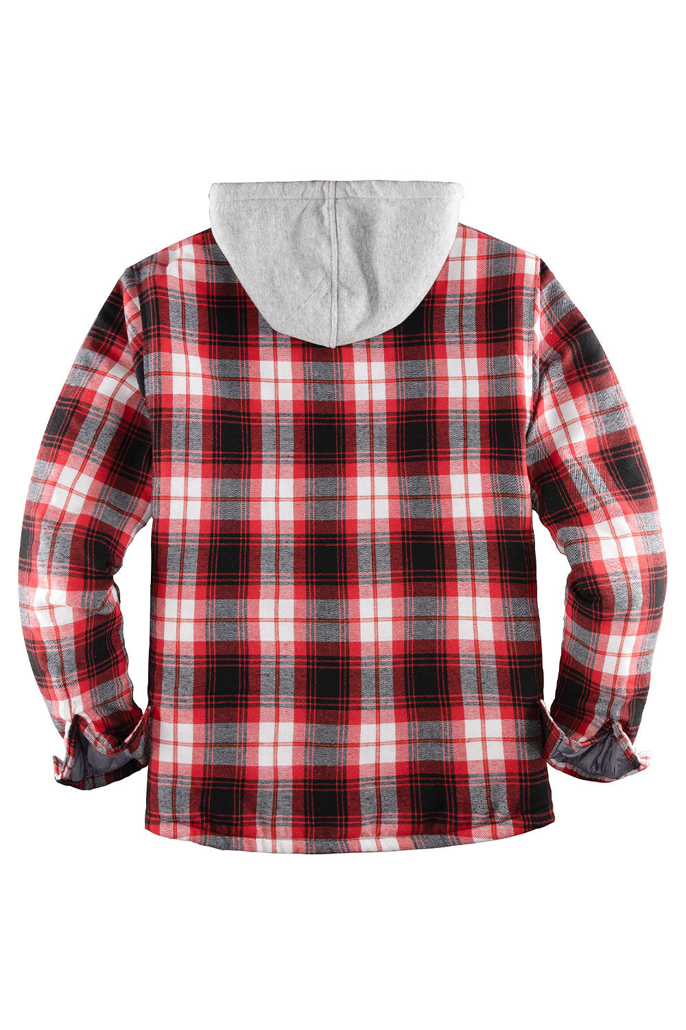 Men's Quilted Lined Button Down Plaid Flannel Shirt Jacket with Hood, featuring a stylish plaid pattern and quilted insulation for warmth.