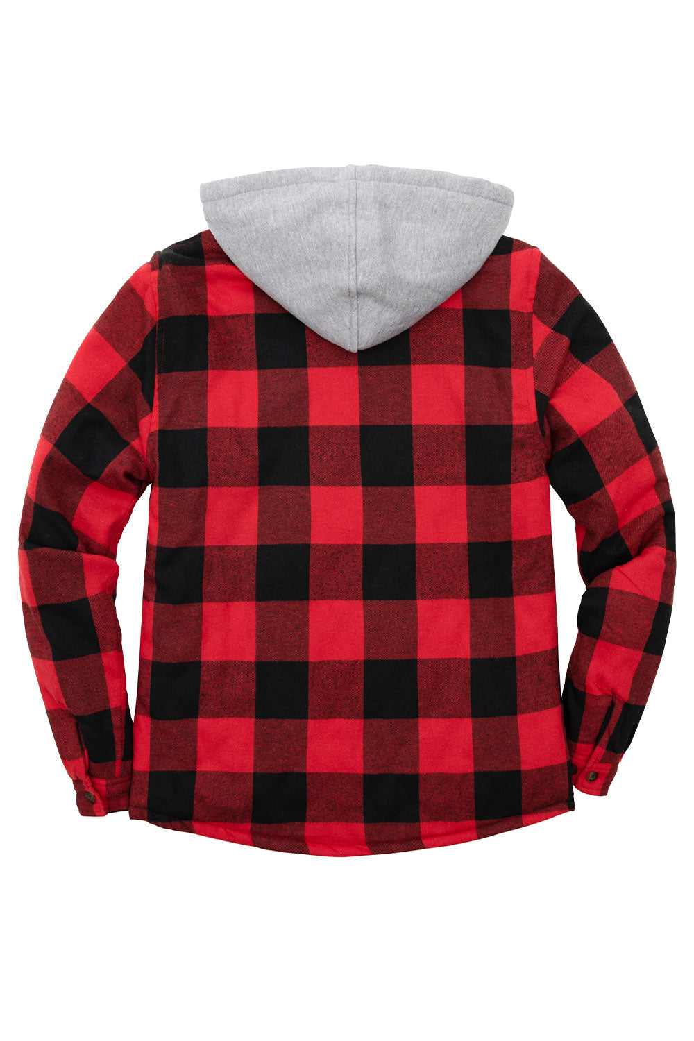 Men's Quilted Lined Button Down Plaid Flannel Shirt Jacket with Hood, featuring a stylish plaid pattern and quilted insulation for warmth.