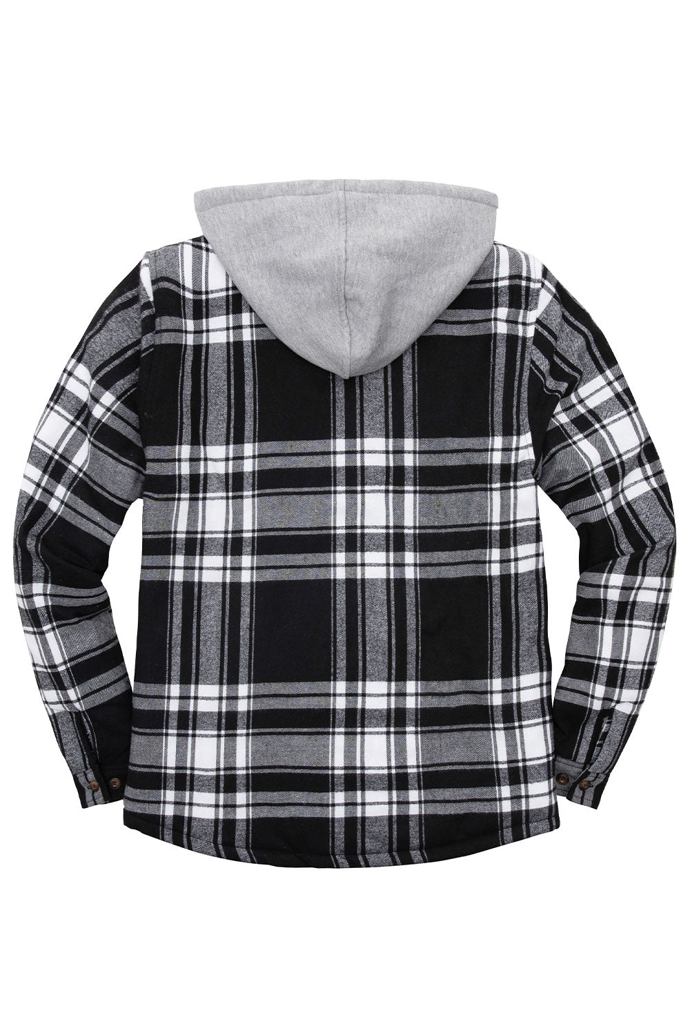 Men's Quilted Lined Button Down Plaid Flannel Shirt Jacket with Hood, featuring a stylish plaid pattern and quilted insulation for warmth.