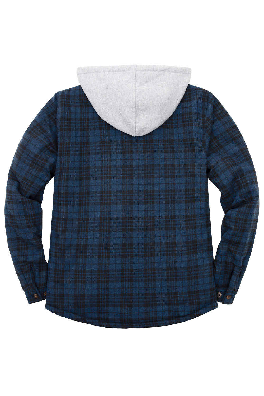 Men's Quilted Lined Button Down Plaid Flannel Shirt Jacket with Hood, featuring a stylish plaid pattern and quilted insulation for warmth.