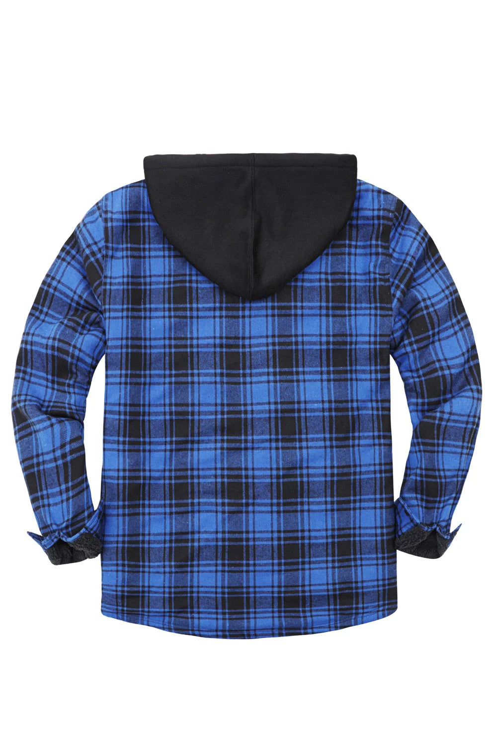 Men's Sherpa Lined Full Zip Up Flannel Plaid Hooded Jacket featuring a stylish plaid design, cozy Sherpa lining, and multiple pockets.