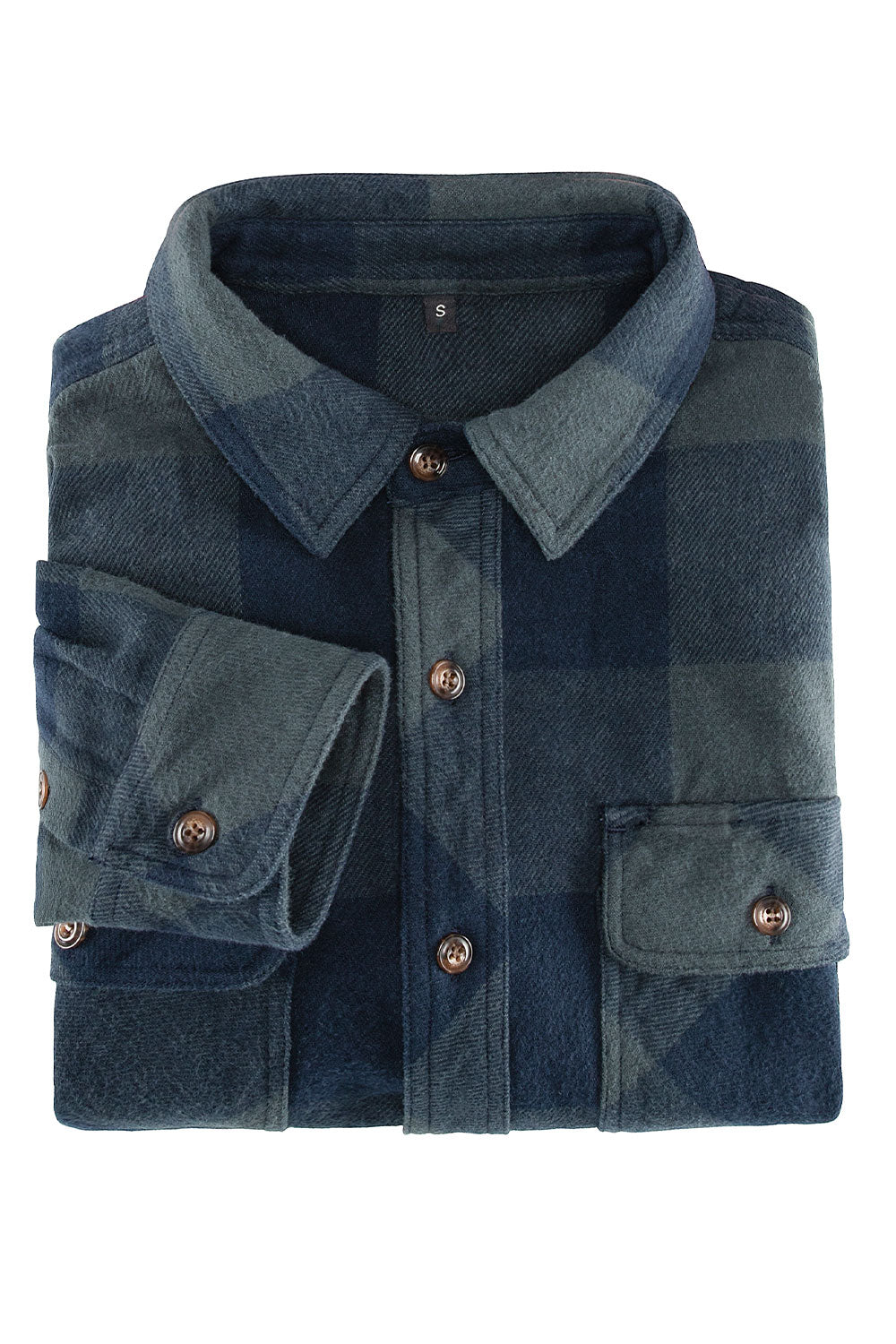 Men's Stalwart Heavyweight Flannel Shirt in plaid pattern, showcasing its relaxed fit and premium fabric.