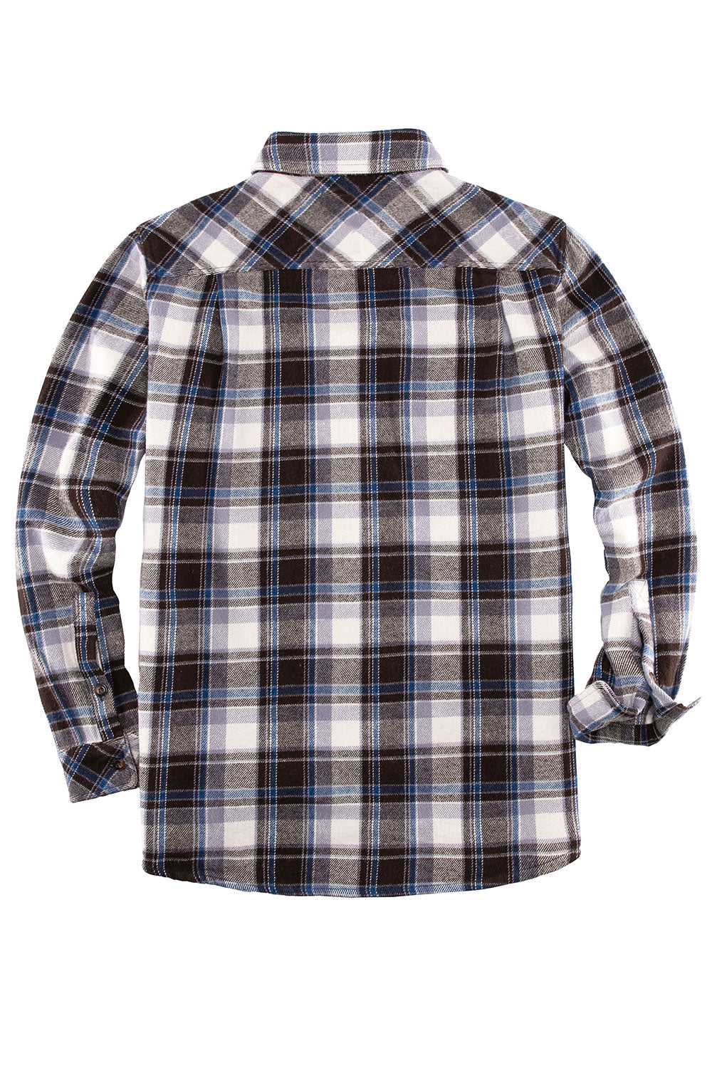 Men's Stalwart Heavyweight Flannel Shirt in plaid pattern, showcasing its relaxed fit and premium fabric.