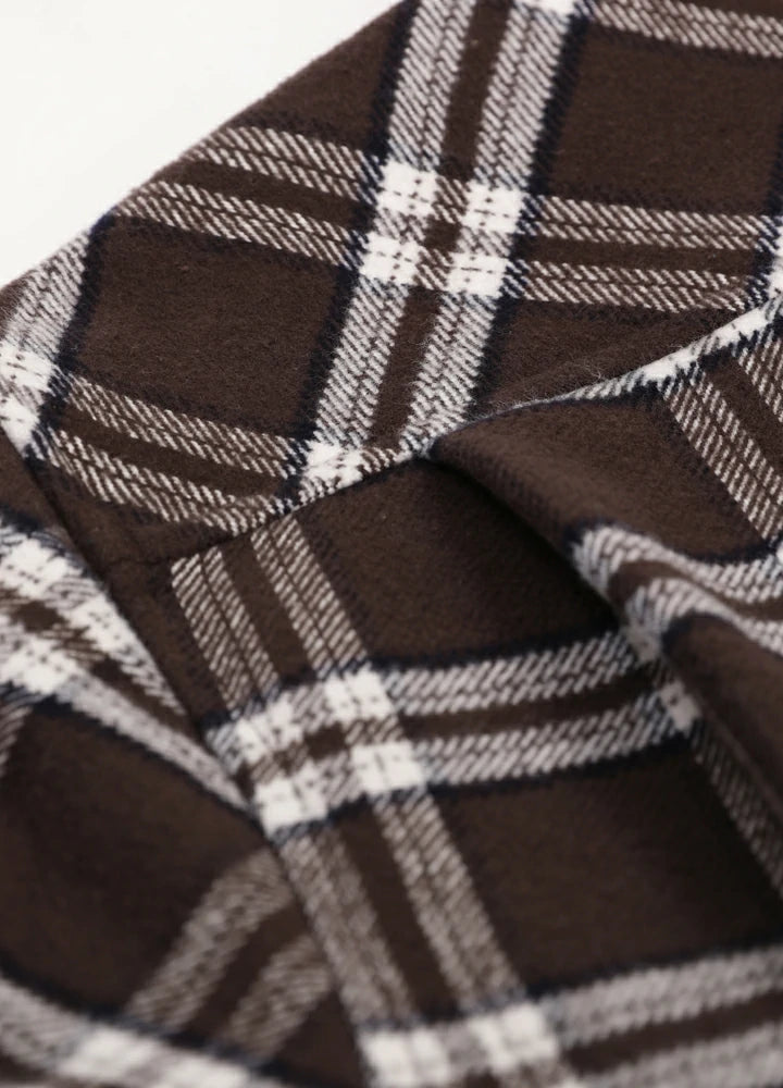 Men's Stalwart Heavyweight Flannel Shirt in plaid pattern, showcasing its relaxed fit and premium fabric.