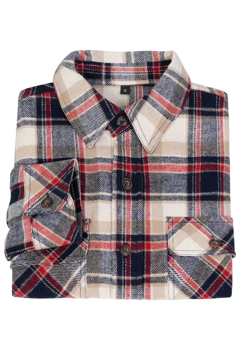 Men's Stalwart Heavyweight Flannel Shirt in plaid pattern, showcasing its relaxed fit and premium fabric.