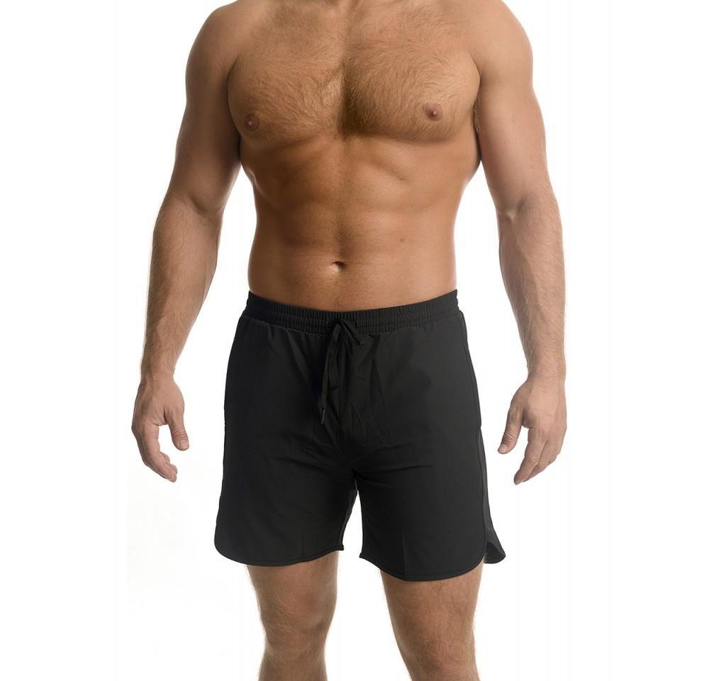 Mens Suplex drawstring shorts featuring faux-tulip detail, elastic waistband, and pockets, perfect for casual and active wear.