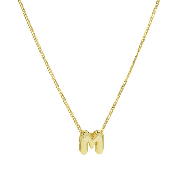 A delicate Mini Bubble Initial Letter Personalized Necklace featuring a gold plated initial pendant on an adjustable chain.