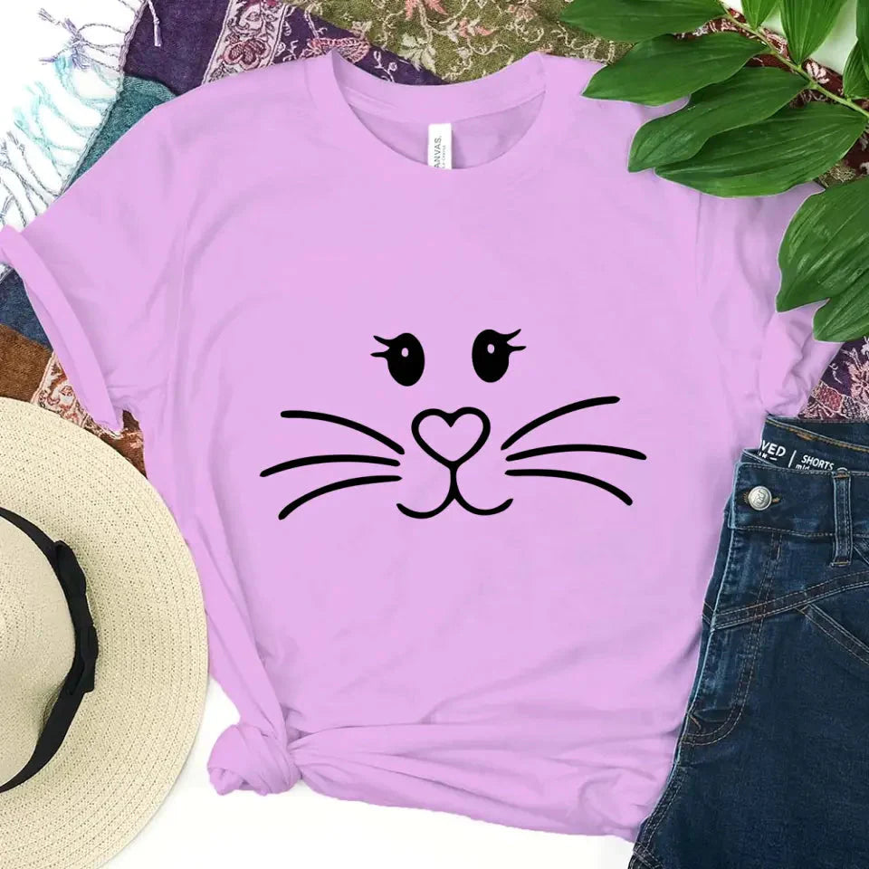 Mrs. And Mr. Bunny Face Couple Tee featuring cute bunny designs, perfect for couples.