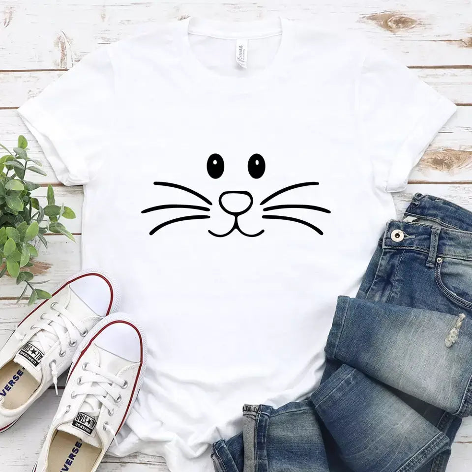 Mrs. And Mr. Bunny Face Couple Tee featuring cute bunny designs, perfect for couples.