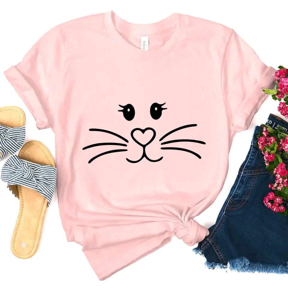 Mrs. And Mr. Bunny Face Couple Tee featuring cute bunny designs, perfect for couples.