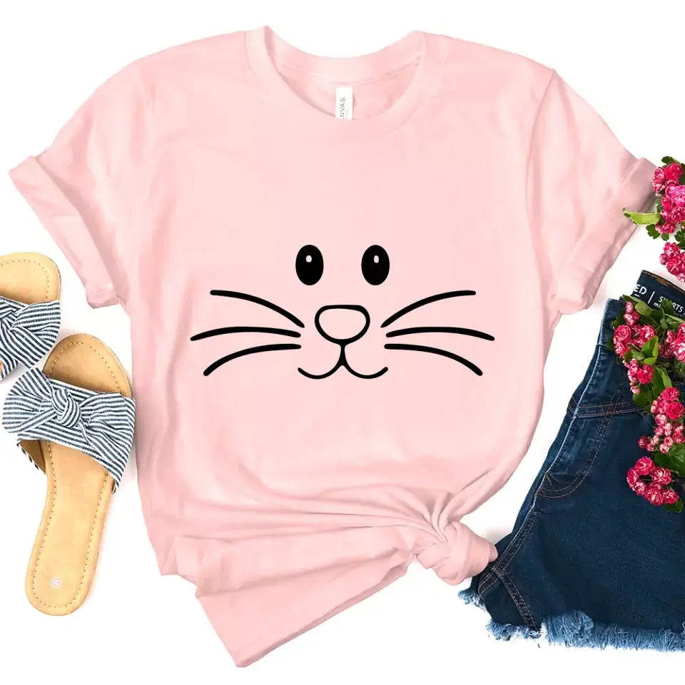 Mrs. And Mr. Bunny Face Couple Tee featuring cute bunny designs, perfect for couples.