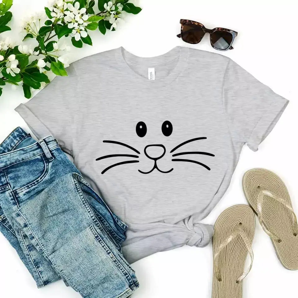 Mrs. And Mr. Bunny Face Couple Tee featuring cute bunny designs, perfect for couples.