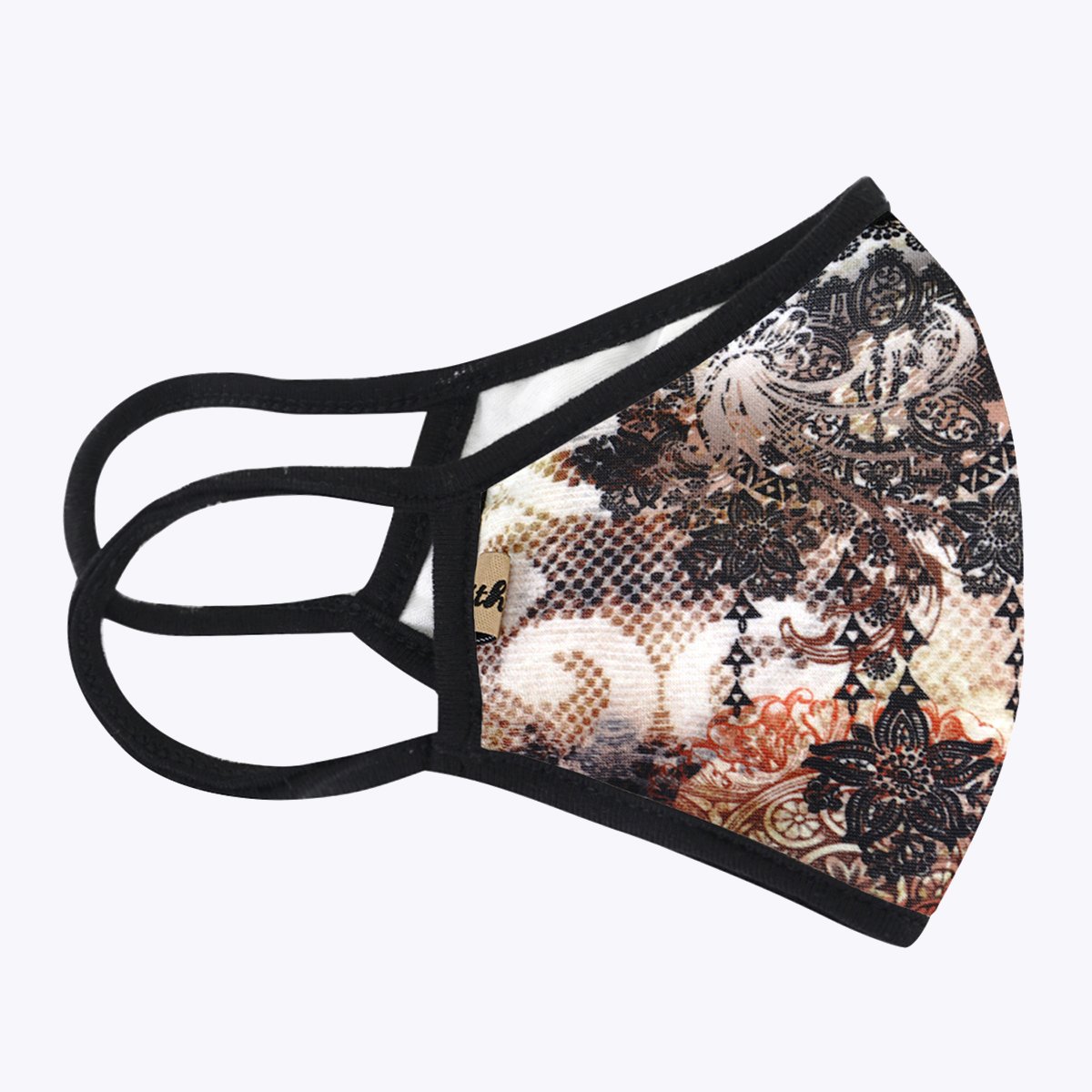 Multi DaCover 3-Layered Face Cover in unique print design, showcasing its polyester exterior and cotton interior.