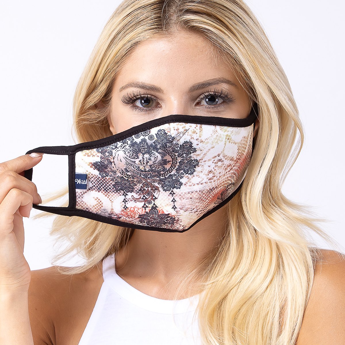 Multi DaCover 3-Layered Face Cover in unique print design, showcasing its polyester exterior and cotton interior.