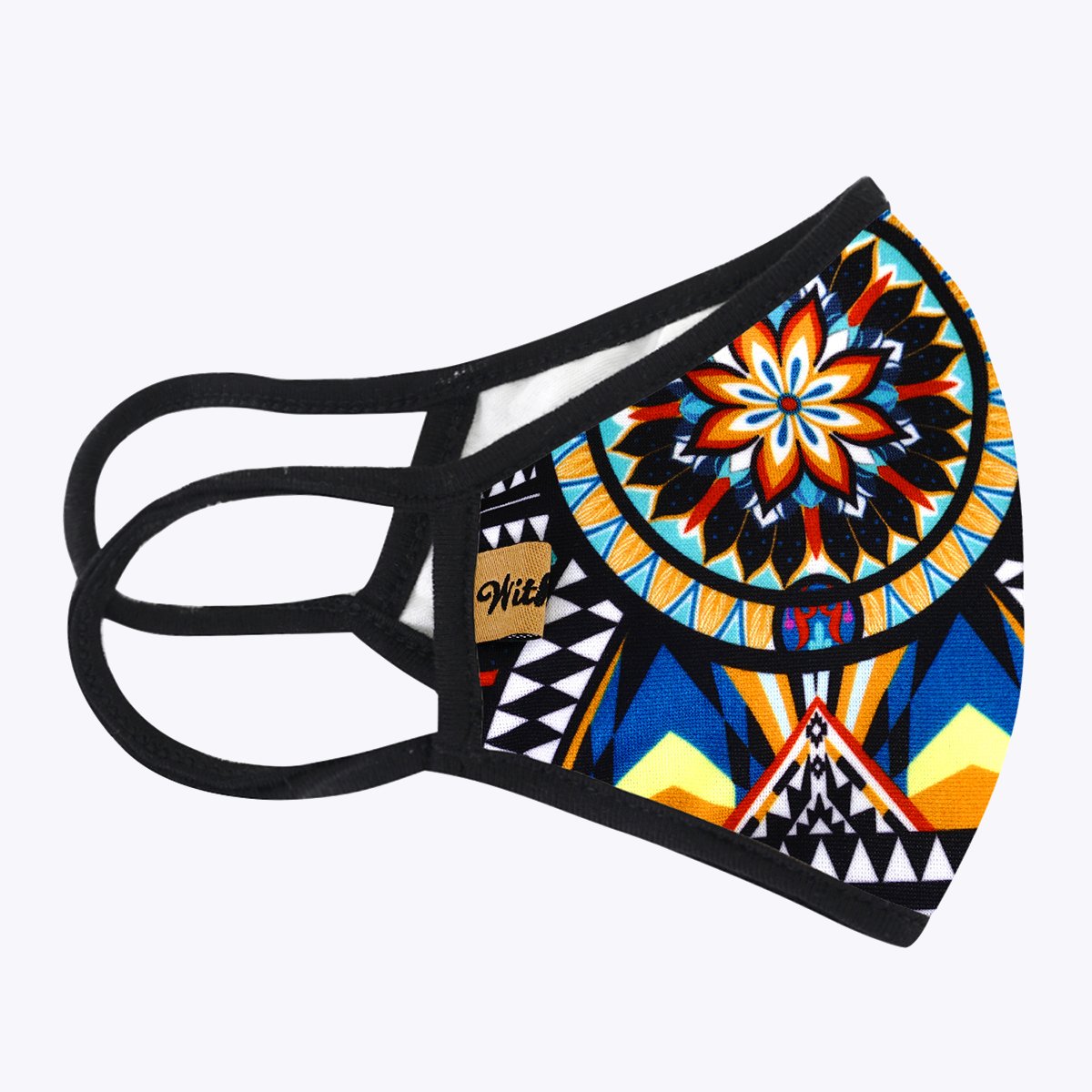 Multi Suzani 3-Layered Face Cover featuring a unique print design, made from polyester and cotton, suitable for unisex wear.