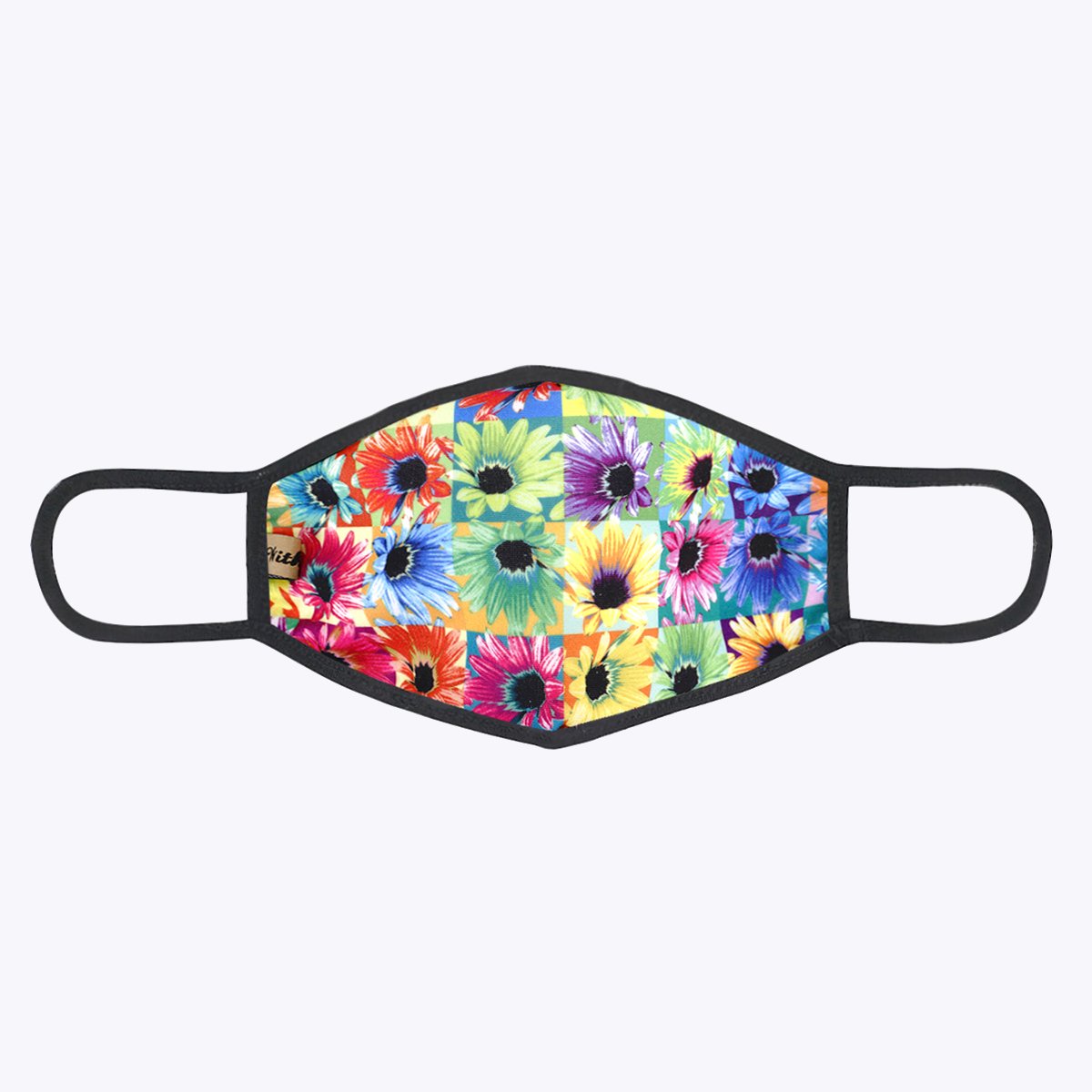Multi-colors Sun Flower 3-Layered Face Cover featuring a vibrant sunflower print, designed for comfort and protection.
