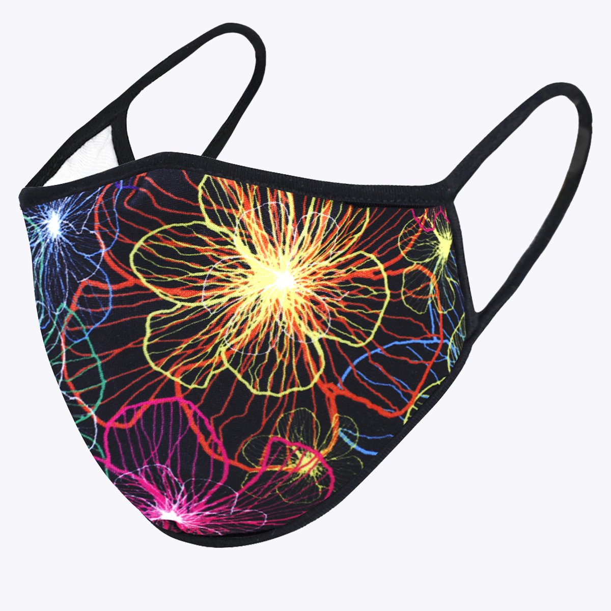 Neon Multi 3-Layered Face Cover featuring a vibrant print design, made with polyester and cotton, suitable for unisex wear.