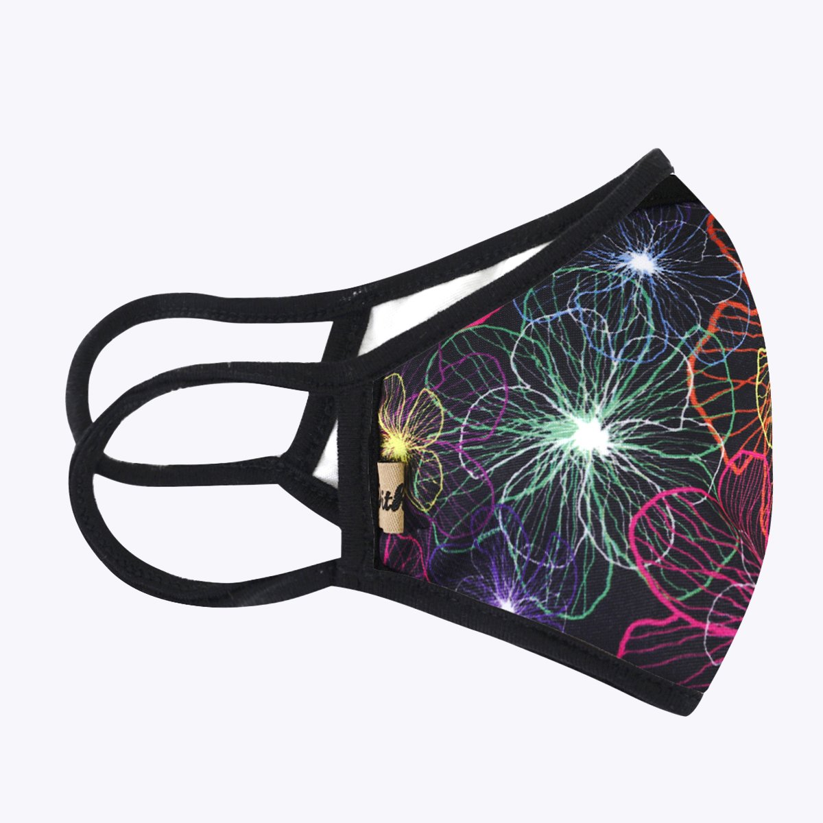 Neon Multi 3-Layered Face Cover featuring a vibrant print design, made with polyester and cotton, suitable for unisex wear.