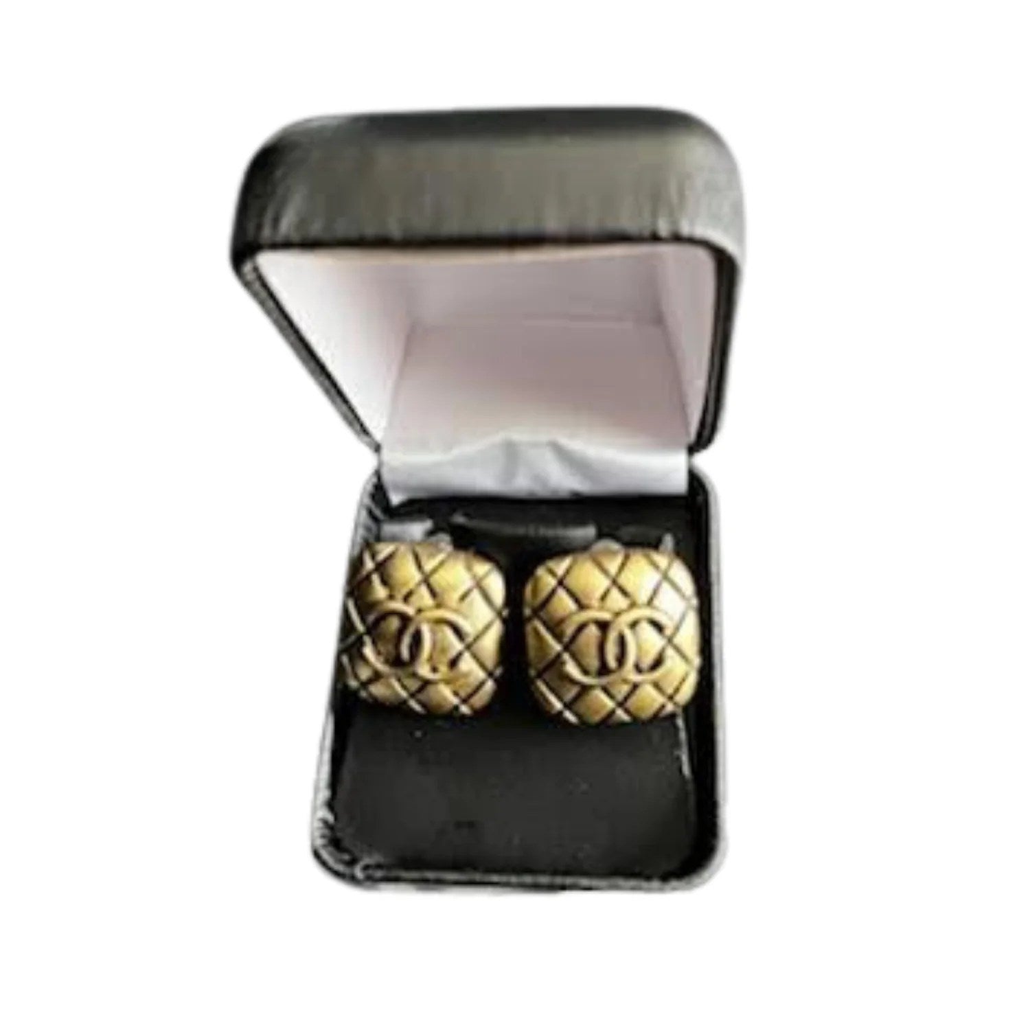 A pair of elegant gold replica earrings, showcasing a stylish design perfect for any occasion.