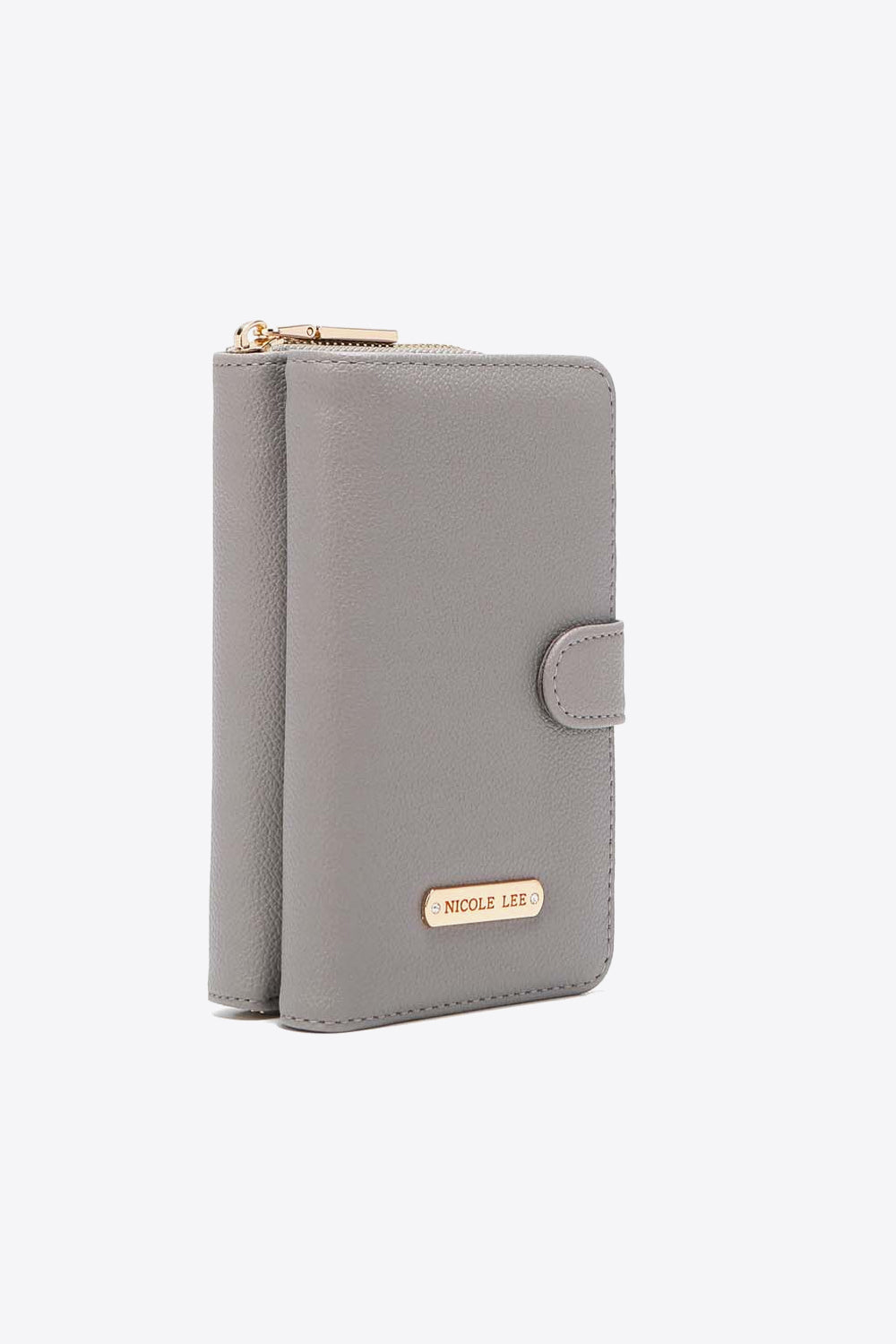 Nicole Lee USA Two-Piece Crossbody Phone Case Wallet in pebbled vegan leather, featuring a universal phone holder and multiple card slots.