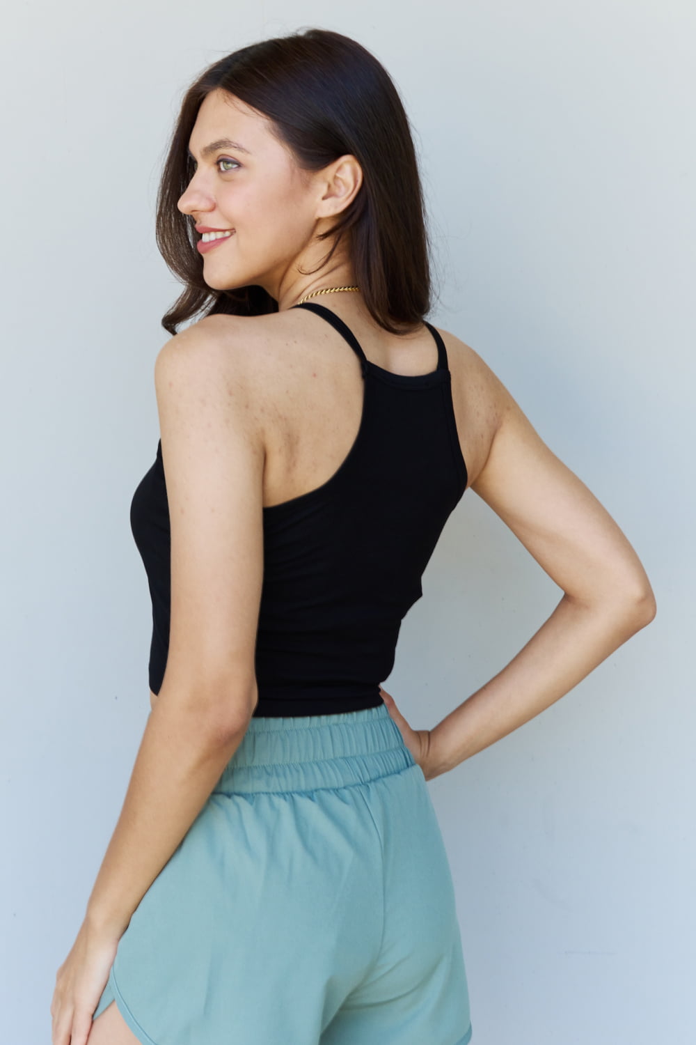 Ninexis Everyday Staple Soft Modal Ribbed Tank Top in a stylish design, showcasing its ribbed texture and short straps.