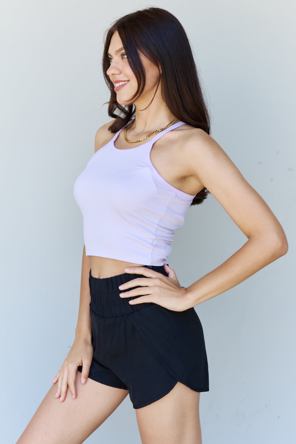 Ninexis Everyday Staple Soft Modal Short Strap Ribbed Tank Top in a stylish ribbed design, showcasing its soft modal fabric and trendy short straps.