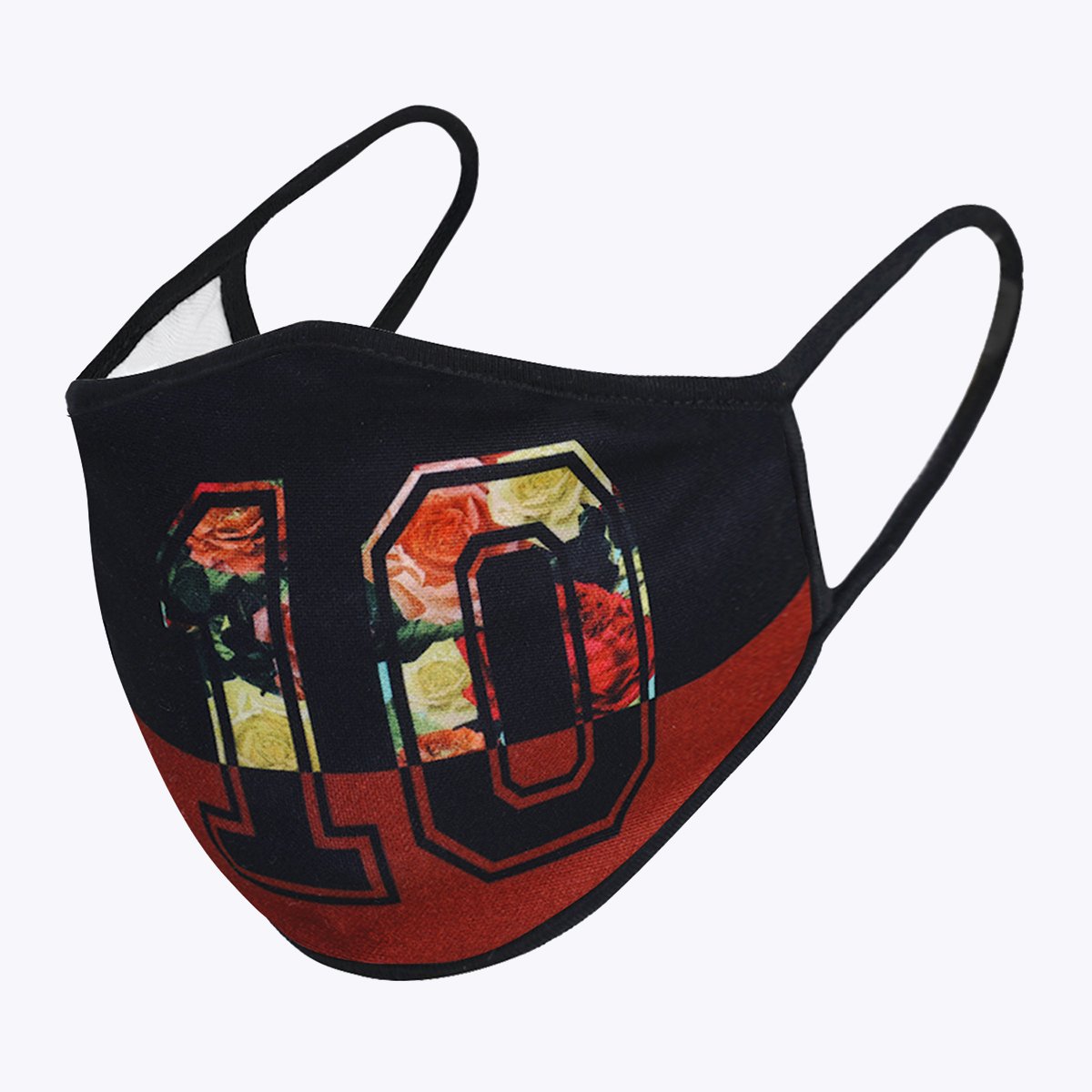 Number 10 Lettering 3-Layered Face Cover featuring a unique print design, made from polyester and cotton, suitable for unisex wear.