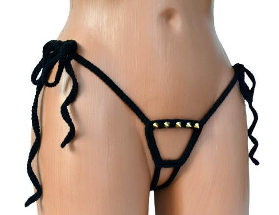 Nuna Extreme Crotchless Bikini Set in black, showcasing a sexy and stylish design made from 100% Turkish cotton yarn.