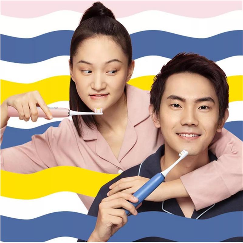 Original Xiaomi Youpin Soocas X5 Sonic Electric Toothbrush in pink color with soft bristles and charging base.