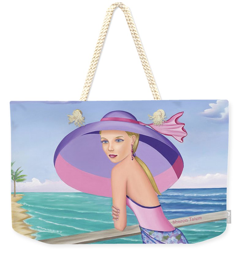 Palm Beach Purple Weekender Tote Bag featuring soft spun poly-poplin fabric and thick cotton handles, perfect for stylish travel.
