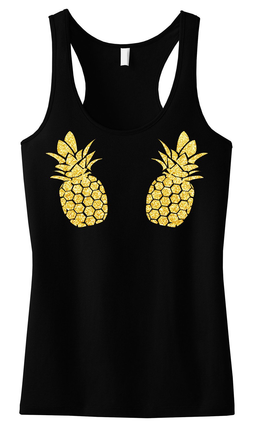 PINEAPPLE Bikini Gold Glitter Tank Top in black and white options, showcasing the glitter print design.